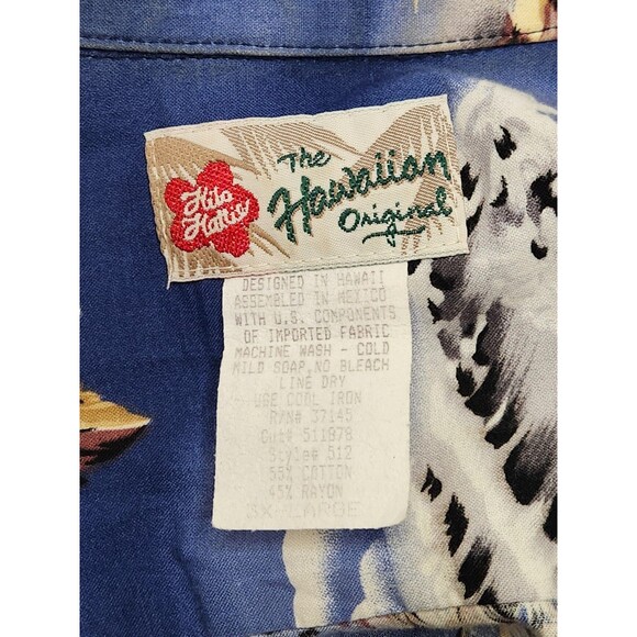 Hilo Hattie Hawaiian Shirt Men's 3XL Blue Short Sleeve Floral Palm Trees‎ Beach - Picture 4 of 4